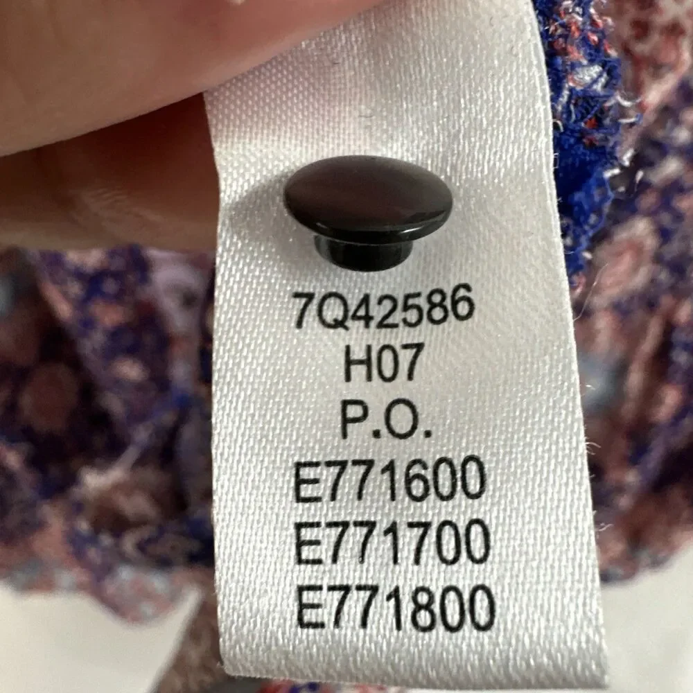 Lucky Brand Boho Blue Colorful Tie Popover Peasant Top Womens Sz 1X Festival - Picture 8 of 8